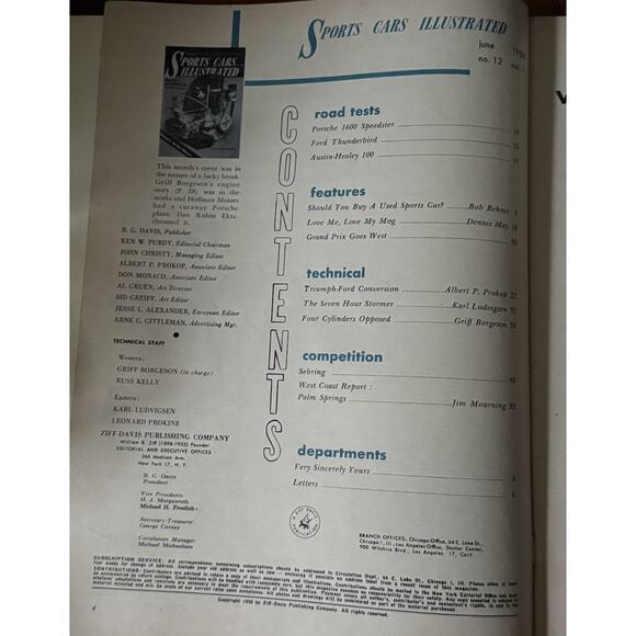 VTG Sports Cars Illustrated June 1956 Porsche Speedster Ferrari Monza Austin - Picture 3 of 8